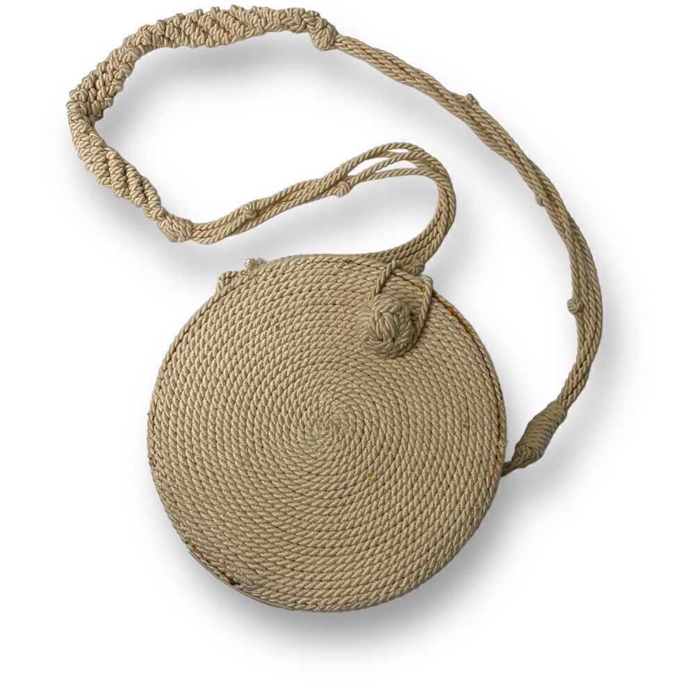 Zara Round Rope Woven Crossbody Bag‎ with Magnetic Closure